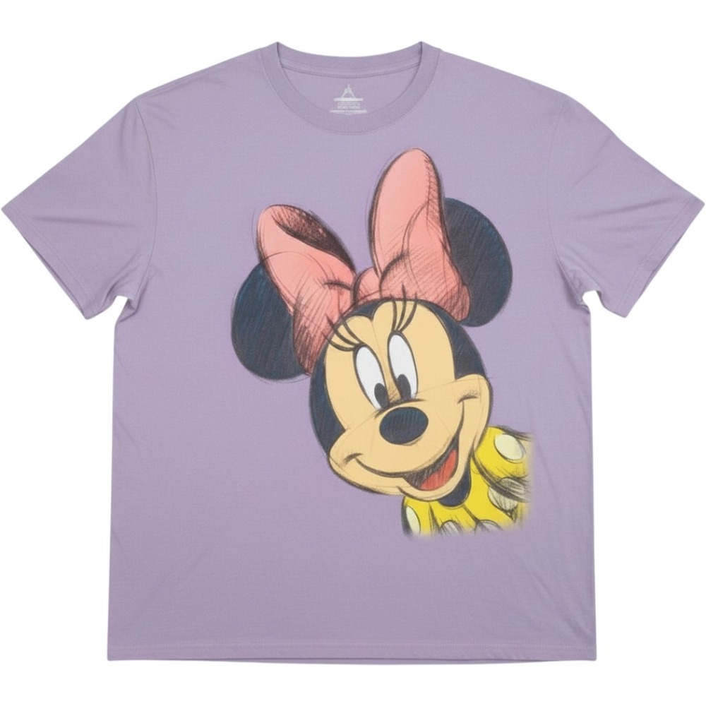 Disney Minnie Mouse Graphic Tee Unisex Large Purple Excellent Sketch Art Shirt
